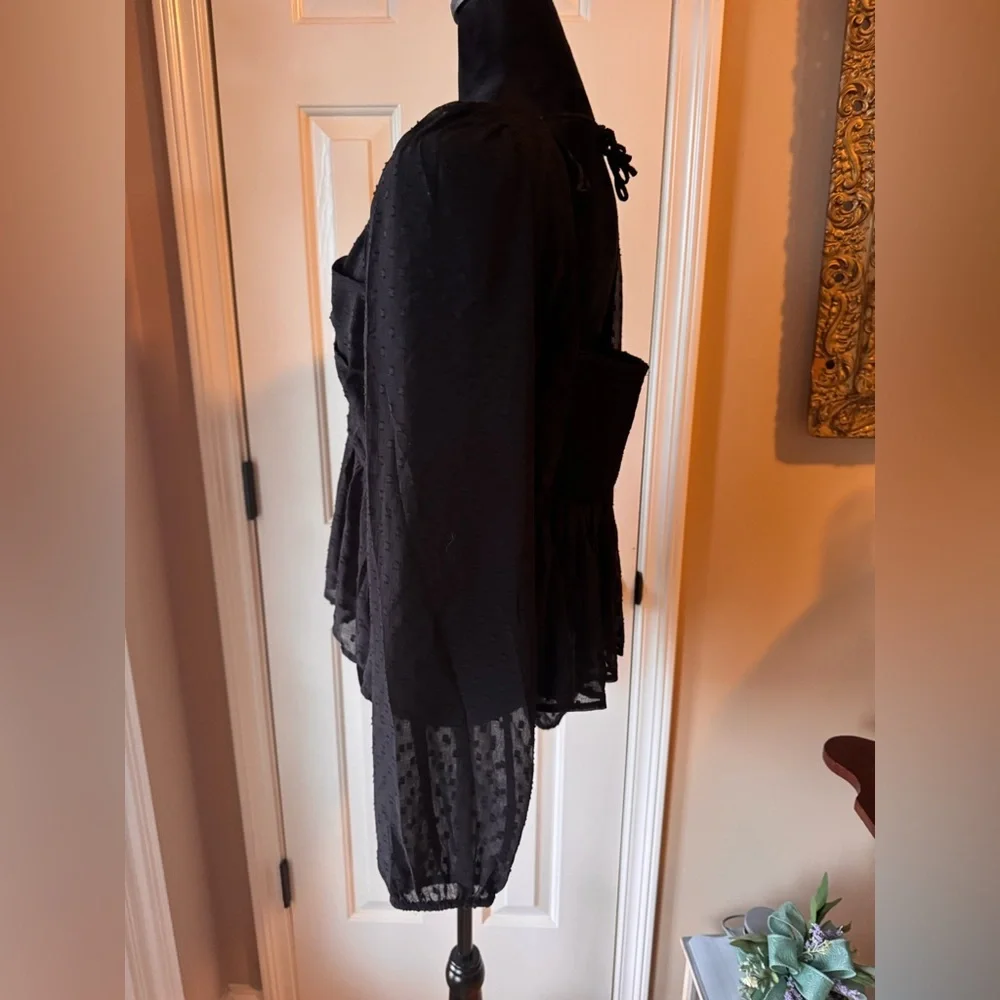 Anthropologie Peplum Black Blouse size X-Large NWT - Picture 7 of 12